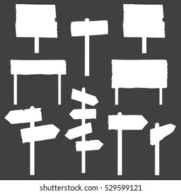 Vector Set of Signposts Silhouettes