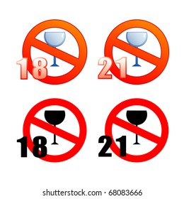 Vector set of signs "no alcohol"
