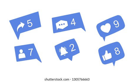 Vector set signs for social network and web interface.Thumbs up, sign of profile, heart flat icons on isolated background.