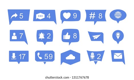 Vector set signs for social network and web interface.Thumbs up, sign of profile, heart flat icons on isolated background.