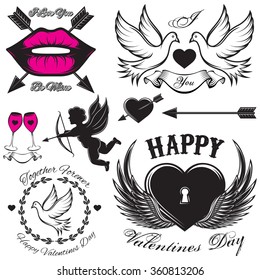 vector set of signs and symbols for Valentine's Day