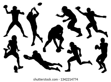 vector set of silhouette american football player