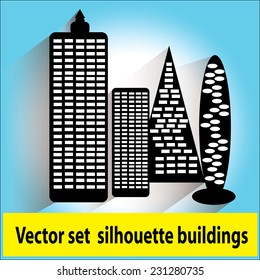 Vector set  silhouette buildings.