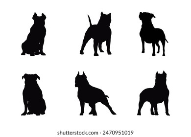 Vector set silhouette of a dog Isolated white background.	
