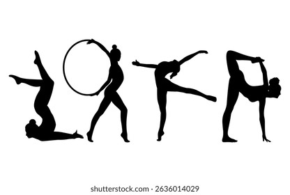 Silhueta de ginástica de conjunto de vetores