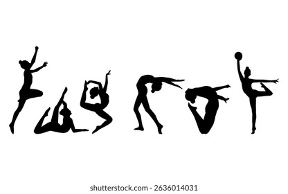 Silhueta de ginástica de conjunto de vetores