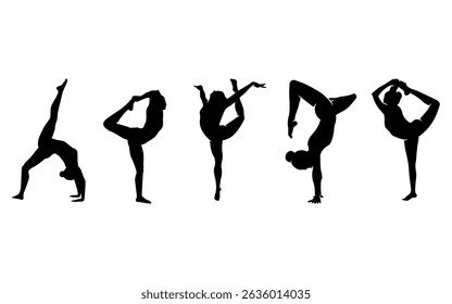 Silhueta de ginástica de conjunto de vetores