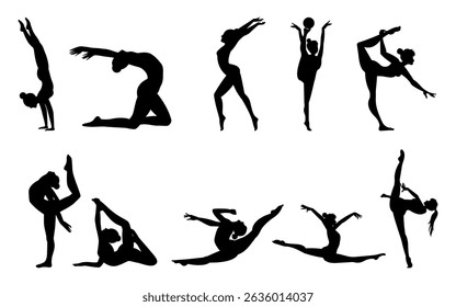 Silhueta de ginástica de conjunto de vetores