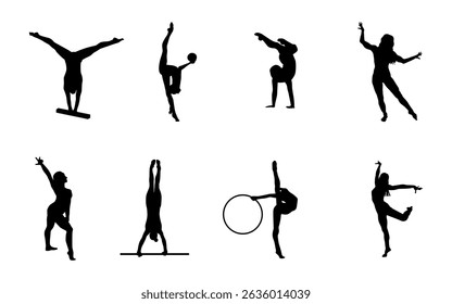 Vector set Silhouette of Gymnastic