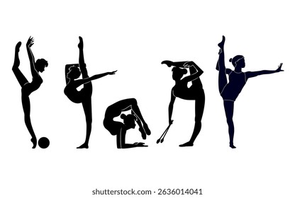 Silhueta de ginástica de conjunto de vetores