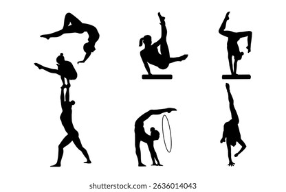 Silhueta de ginástica de conjunto de vetores