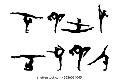 Silhueta de ginástica de conjunto de vetores