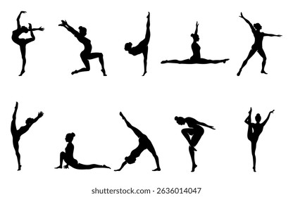 Silhueta de ginástica de conjunto de vetores