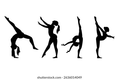 Vector set Silhouette of Gymnastic