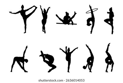 Vector set Silhouette of Gymnastic