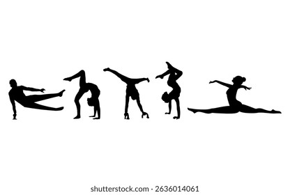 Silhueta de ginástica de conjunto de vetores
