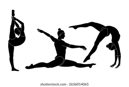 Silhueta de ginástica de conjunto de vetores