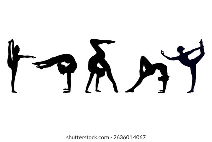 Silhueta de ginástica de conjunto de vetores