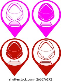 vector set silhouette modern express train on symbol map point
