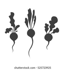 
vector set of silhouette of radish