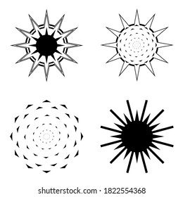 Vector set of silhouette Sun stars burst sunburst snowflakes icons element decoration, abstract background texture art graphic design illustration modern style