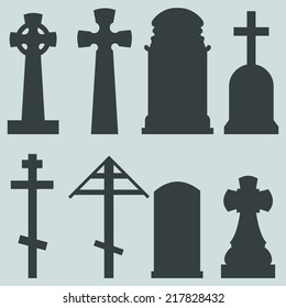 Vector Set of Silhouette Tombstones