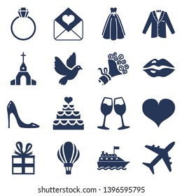 Vector Set of Silhouette Wedding Icons