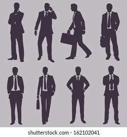 vector set of silhouettes of business people