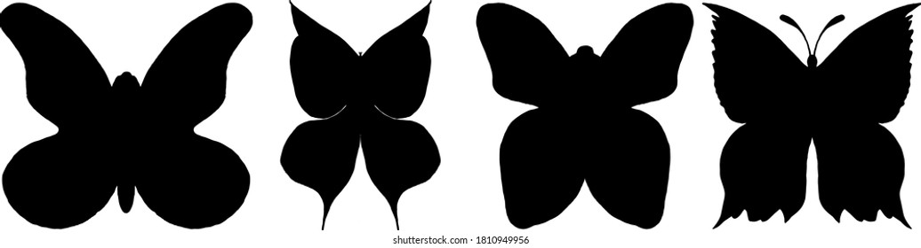 vector, set of silhouettes of butterflies, element for textiles, paper, interior