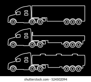 Vector set of silhouettes the cargo trucks.