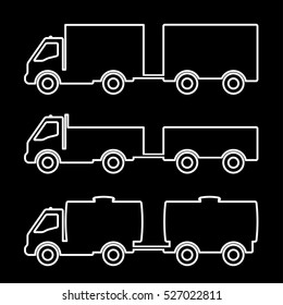 Vector set of silhouettes the cargo trucks.
