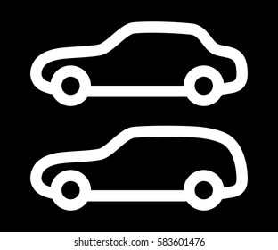 Vector set of silhouettes of cars.
