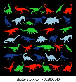 vector set silhouettes of dinosaur