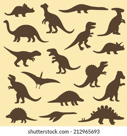 vector set silhouettes of dinosaur,animal illustration