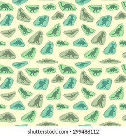 vector set silhouettes of dinosaur,animal illustration, retro pattern background