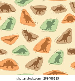 vector set silhouettes of dinosaur,animal illustration, retro pattern background