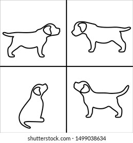 vector set silhouettes of dogs on white background