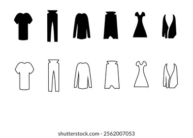 vector set silhouettes of fashion Collection Men's and Women Clothes