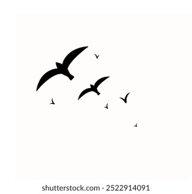 
Um conjunto vetorial de silhuetas apresenta um bando de aves voadoras contra um fundo branco, ideal para desenhos de tatuagem ou arte com tema natural. Perfeito para mostrar a elegância e liberdade das aves selvagens.