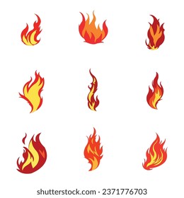 vector set of silhouettes of flames