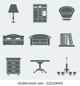 Vector set of silhouettes of furniture