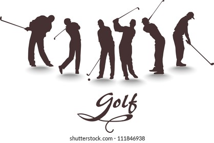 Vector set of silhouettes of golfers