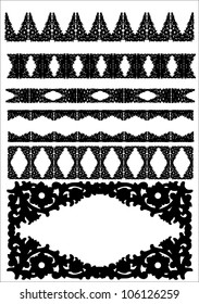 Vector set of silhouettes of iron fences.