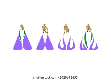 Vector Set Silhouettes of Our Lady of Nazareth with Mantle and Crown White Background