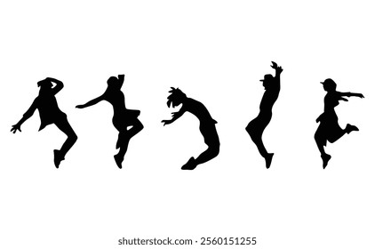 vector set of silhouettes of people dancing in the dark.A collection of romantic couple silhouettes on a white backdrop.

