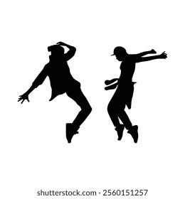 vector set of silhouettes of people dancing in the dark.A collection of romantic couple silhouettes on a white backdrop.

