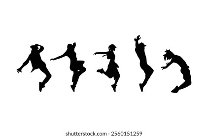 vector set of silhouettes of people dancing in the dark.A collection of romantic couple silhouettes on a white backdrop.

