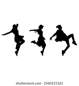 vector set of silhouettes of people dancing in the dark.A collection of romantic couple silhouettes on a white backdrop.

