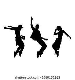 vector set of silhouettes of people dancing in the dark.A collection of romantic couple silhouettes on a white backdrop.

