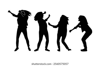 vector set of silhouettes of people dancing in the dark.A collection of romantic couple silhouettes on a white backdrop.
